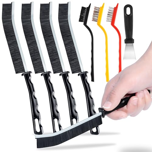 9 Pcs Crevice Cleaning Brushes, Grout Scrub Brush, Hard Bristle G...