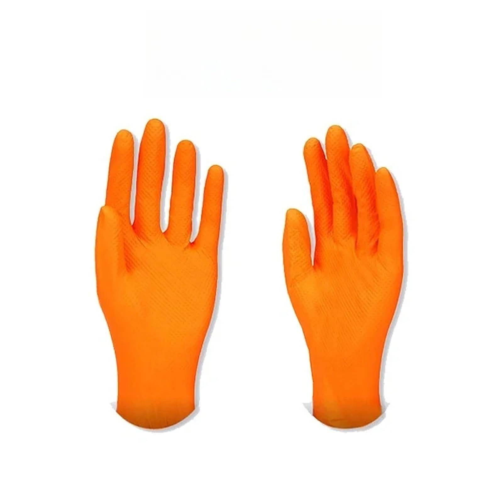 Genérico Compatible con 100 guantes desechables de nitrilo naranja. | Guantes industriales de alta resistencia con agarre con textura de diamante(XL-100pcs)