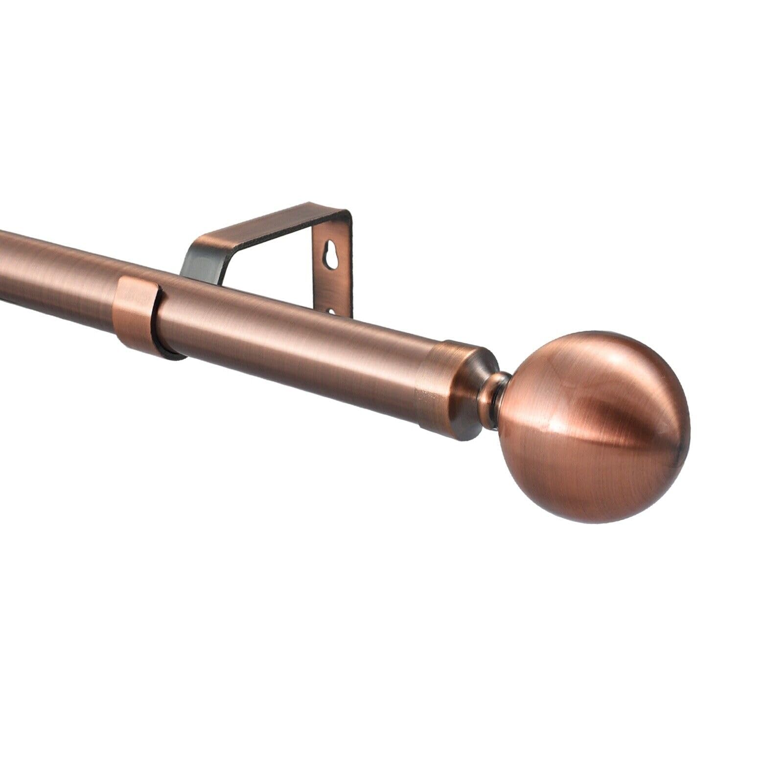 Extendable Curtain Pole Rod Rail 28mm Large Ball Finials & Heavy Duty Fittings, Chrome, Black, Brass, Copper (Antique Copper without Rings, 1m Fixed Length)