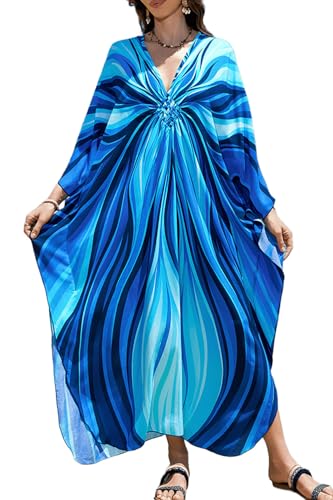 Kaftán bohemio largo para mujer como vestido playero en talla grande