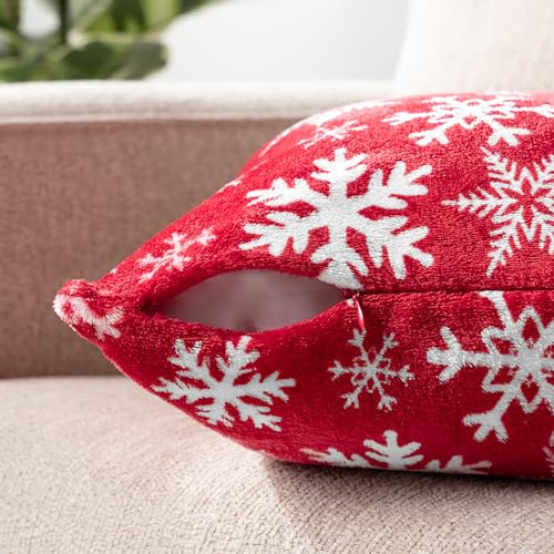 Paviliaholidaythrowpillowcovers18x18setof2decorativepillowcasesbedsofacouchchristmaswinteraccentdecorcushionbedroomlivingroomvelvetsquareeuroshamcoverssnowflakered  Urban Country Home Decor Pavilia holiday throw pillow covers 18×18 set of 2 decorative pillow cases bed sofa couch christmas winter accent decor cushion bedroom living room velvet square euro sham covers snowflake red  urban country home decor