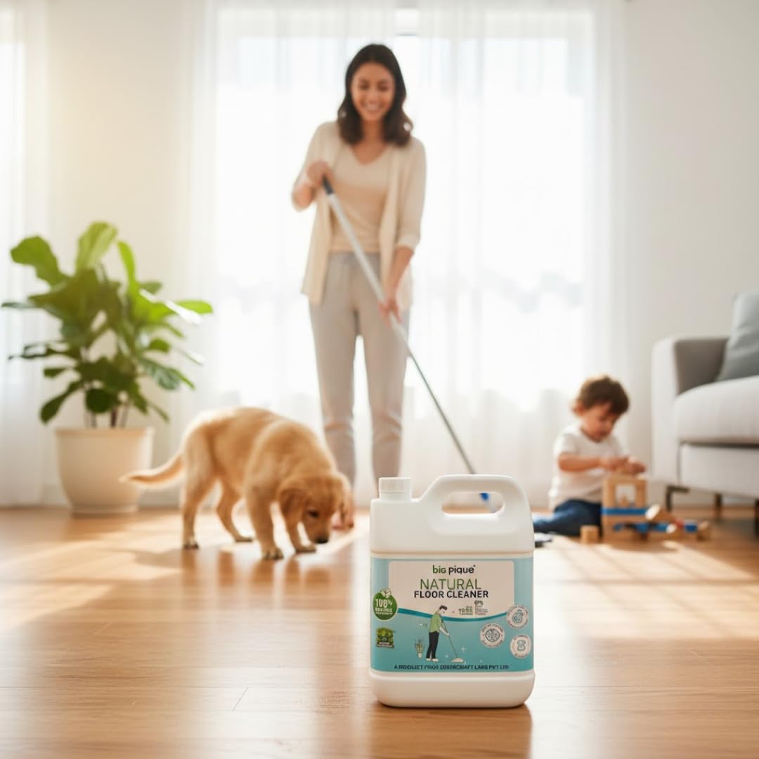 Bio Pique Natural Floor Cleaner Liquid 5L with Lemongrass Freshness, Germ Control Formula, Bleach and Acid Free Surface Cleaner, Eco Friendly Pet and Kid Safe Solution for Daily Floor Care 4