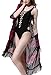 Youngbox Chiffon Swimsuit Cover Up Floral Beach Dresses Tunic,Black Red