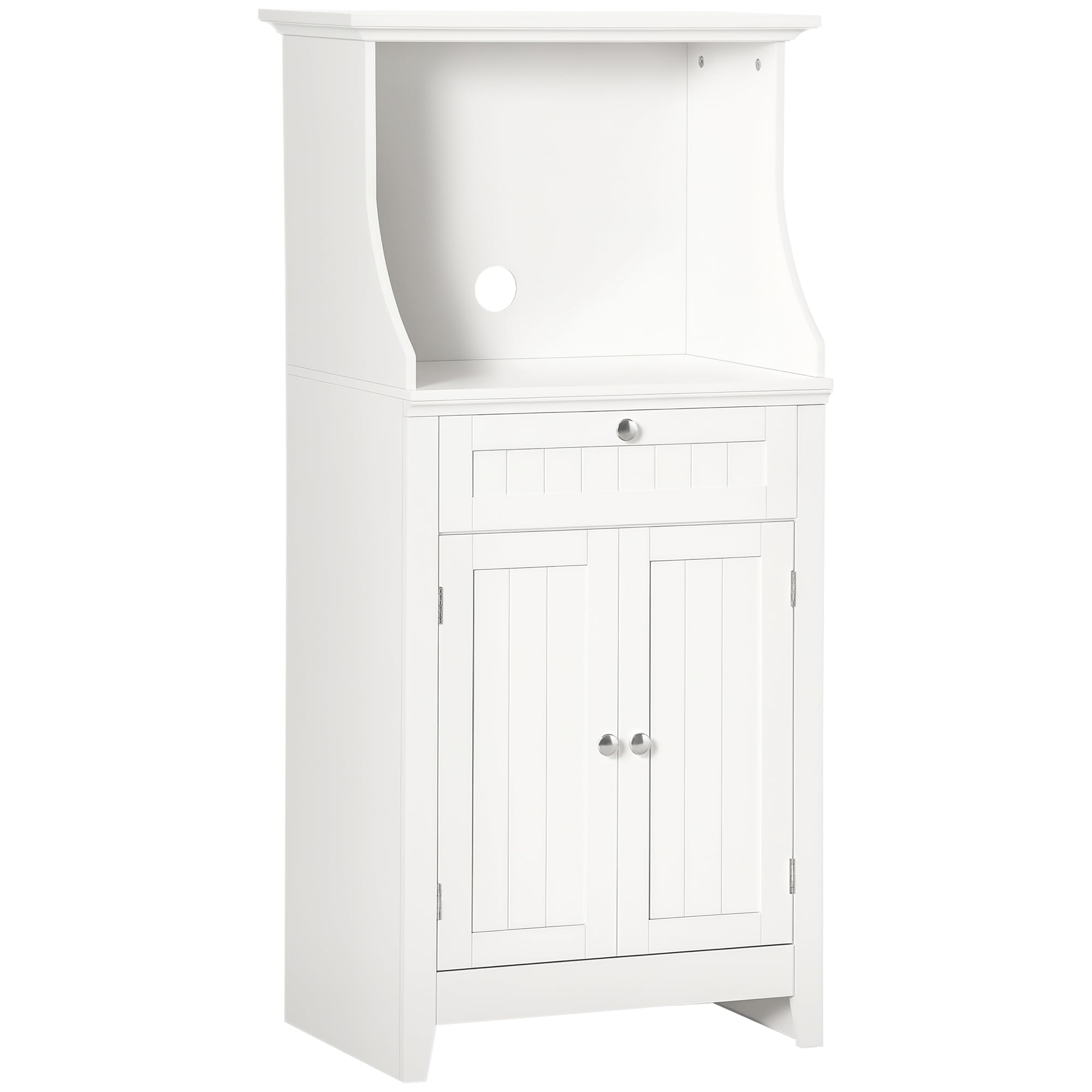 HOMCOM Mobile Cucina per Microonde e Piccoli Elettrodomestici, Mobile da Cucina con Supporto per Forno Microonde, Cassetto e Armadietto 2 Ante con Ripiano Regolabile, 60x40x122.5 cm, Bianco