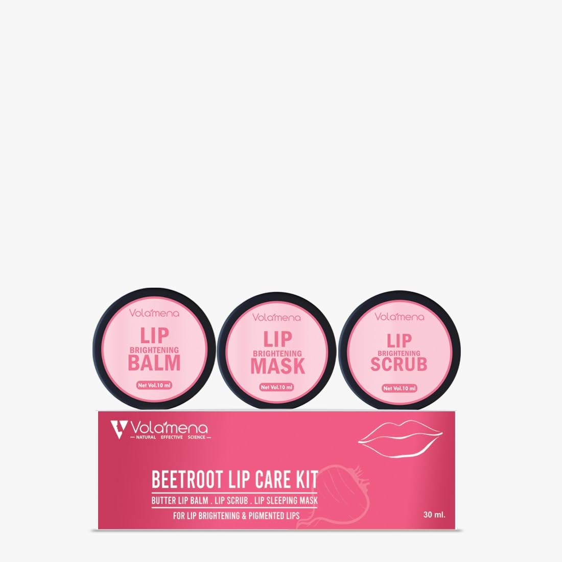 Volamena Organics 3 in 1 Beetroot Lip Care Kit - Lip Balm+Lip mask+Lip Scrub, 30 ml-picture-18
