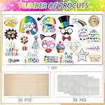 29 Pieces Birthday Photo Booth Props Kit Colorful Funny Kids Adult Birthday Theme Table Centerpiece Craft Cutouts with Bamboo Sticks& Stickers for Party Celebration Decorations - Image 4