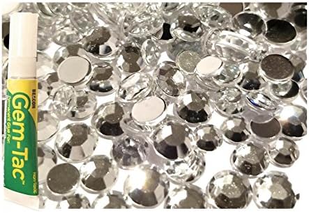 Brilliant Rhinestones w/Gem-Tac Glue | 2 Gross Flat Back Acrylic Gems (3sz) Permanent Glue (.17fl oz)