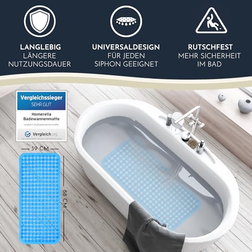 Badewannenmatte Homerella rutschfest und hautsensitiv 88 x 39 cm