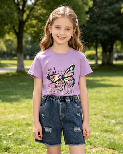 Image of 9-16Y Tween Girl Clothes 2 Piece Short Sleeve Heart Print Top and Shorts Teen Girl Summer Outfits Short Set