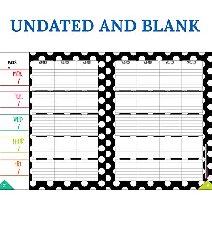 Schoolgirl Style Black, White & Stylish Brights Teacher Planner, 8" X 11" Undated Daily Planner, Weekly Planner, Monthly Planner With Planner Stickers For Classroom Organization & Teacher Organization #TOP3