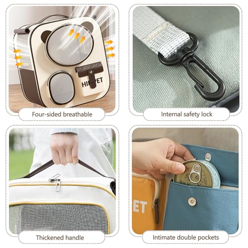 Galatée Haustier-Rucksack Mit Rollen, Bequemer Katzenrucksack Mit Abnehmbaren Rollen, Rolltragetasche Für Haustiere, Hunderucksack, Ideal Für Reisen/Wandern/Den Einsatz Im Freien(Braun)