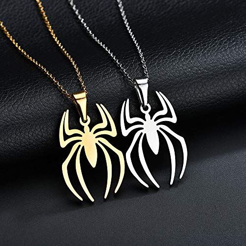 Rzcxbs Spider Pendant Necklace Lightweight Surgical Stainless Steel Charm Spider Clavicle Chains For Boys Girls Women(Silver) #TOP2