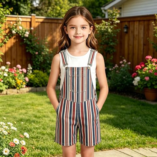 Peto a cuadros y rayas estilo Brit Casual para niños y niñas de algodón cómodo 3