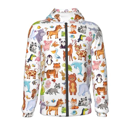 Animal Cartoon Style Kids Pullover Hoodies Boys Zip Up Sweatshirts Girls Athletic Clothes with Pocket2