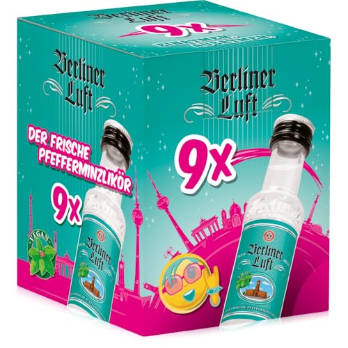Berliner Luft | Kultiger Pfefferminzlikör | Frisch, klar & aromatisch | Vegan & glutenfrei | Made in Berlin | 18% Vol. | 9 x 0,02L