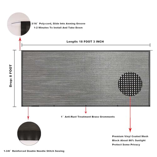 Image of RV Awning Mesh Sun Shade Screen for Motorhome Camper Trailer Sunshade
