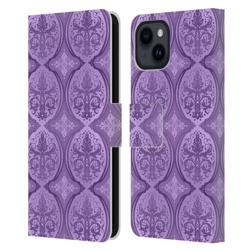 Carcasa de cuero iPhone 15 con el arte exclusivo Acanthus Remolino de Brigid Ashwood