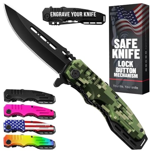 Spring Assisted Knife - Pocket Folding Knife - Military Style - Tactical Knife - Good for Camping Hunting Survival Indoor and Outdoor Activities Mens Gift 6681 N