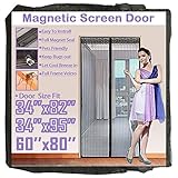 TheFitLife 62''x81'' Magnetic Screen Door Fits doors up to 60''x80'' Max Full Frame Velcro Heavy Duty Mesh