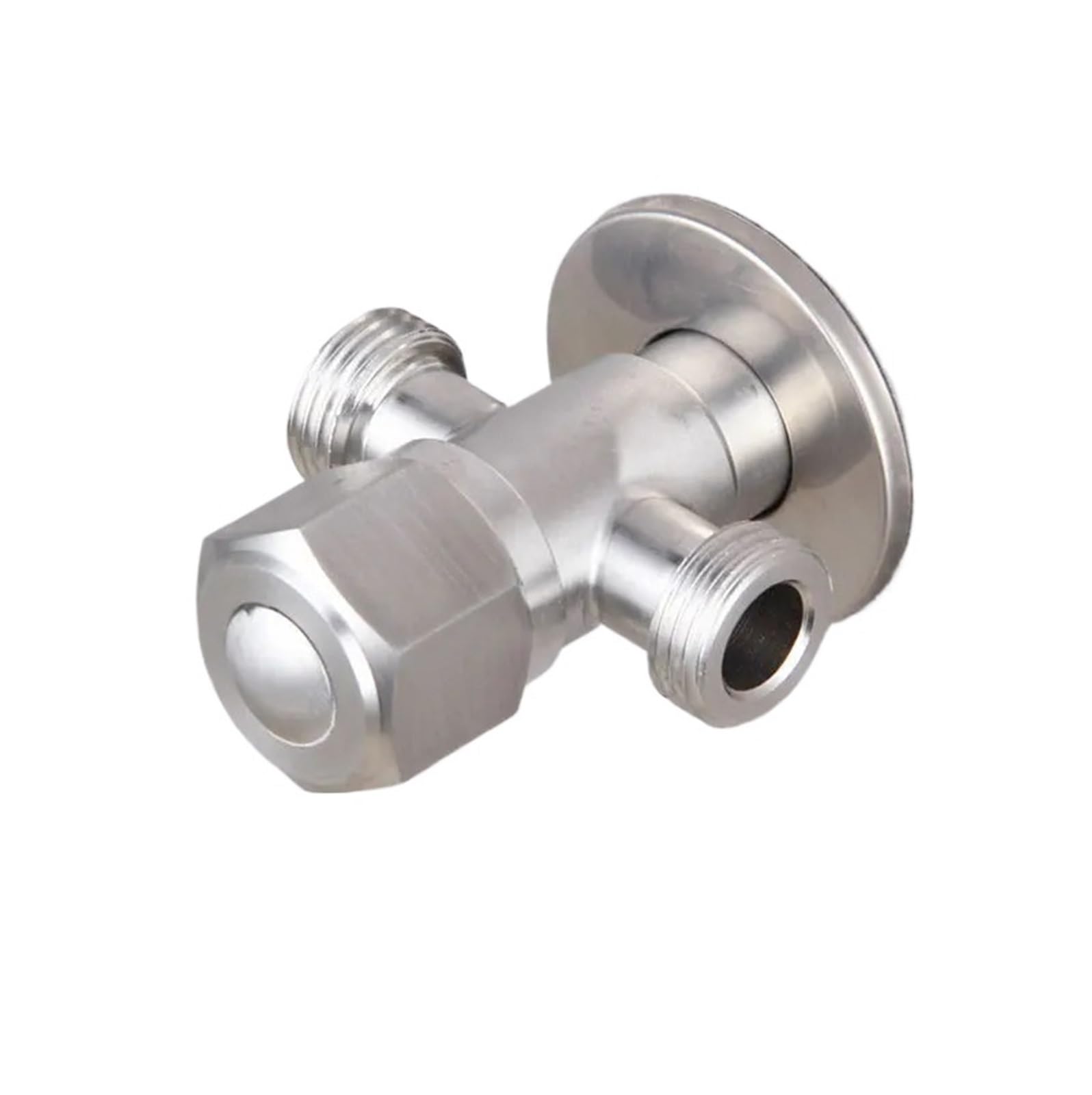 Yilwpv One Color 2 Pcs Stainless Steel Bathroom Triangle Valve Faucet Accessories Two Way Angle G1/2 Thread For Bathroom(Silver Double)