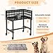 Beside Dog Bed,2 Panels Adjustable Height Dog Bunk Beds,26.8”x18.1” Metal Frame & Cushion, Converts to Bunk Bed or Bed Extension Attachment for Human Bed, for Small/Medium Dogs