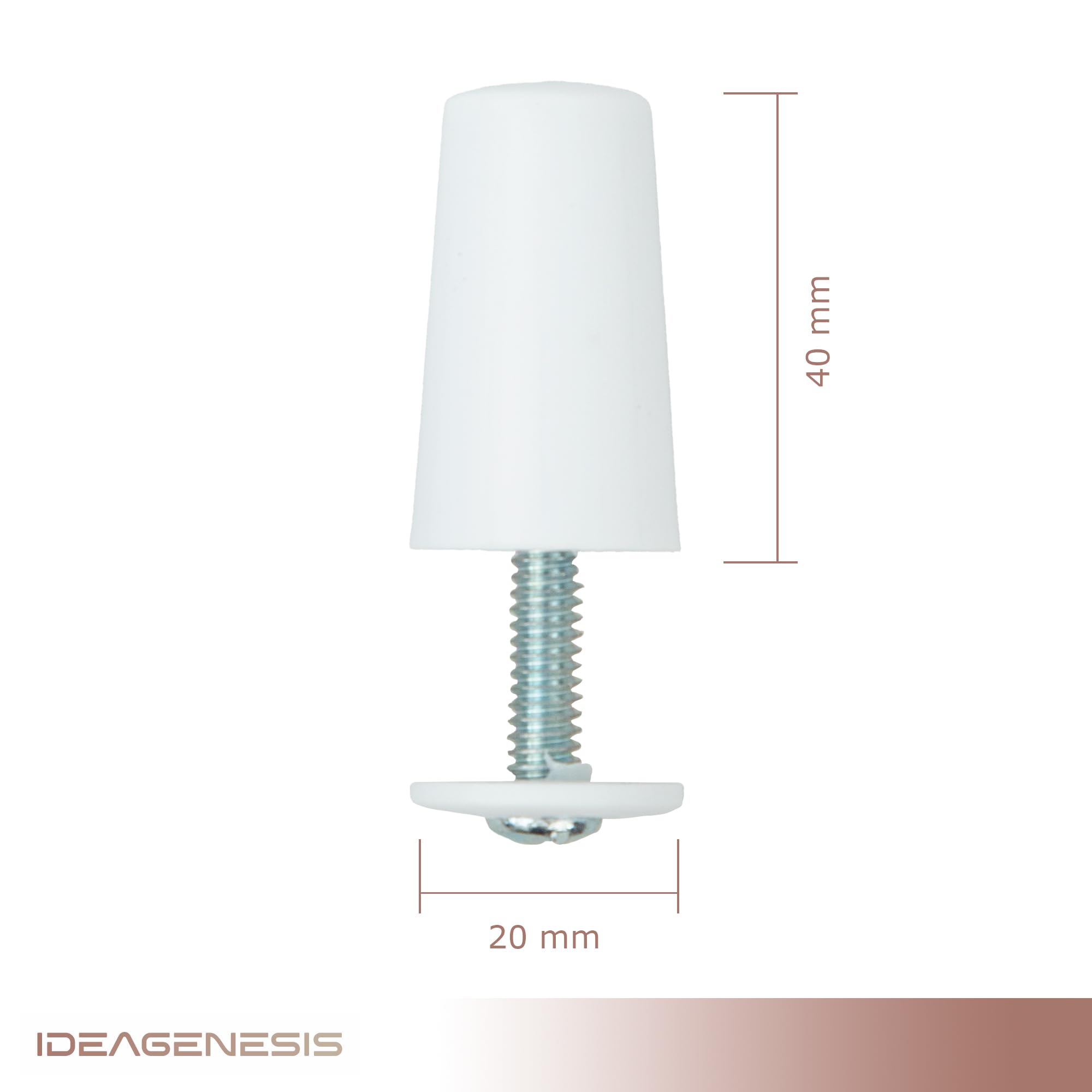 IdeaGenesis - 40 mm Blind Stops for Roller Blinds Made of PVC, Includes everything you need for mounting Washers and Screws. (8, White) - Image 3