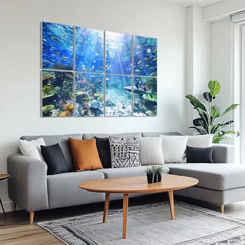 8 Pack Paneles Acústicos de Arte Absorbentes de Sonido con Diseño Marino y Adhesivo para Estudios y Oficina 48"x32" miniatura 6