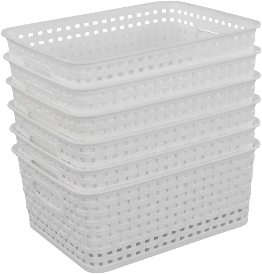 EudokkyNA Plastic Weave Storage Basket, Small Baskets Set