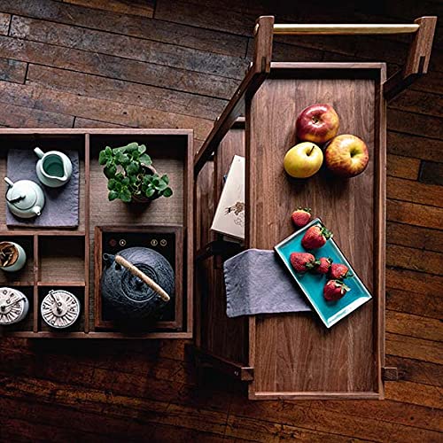 Image of Solid Sheesham Wooden Storage Trolley with Wheels - Multi-Functional Spice Rack, Coffee & Serving Table, Tea Cart, and Wine Trolley
