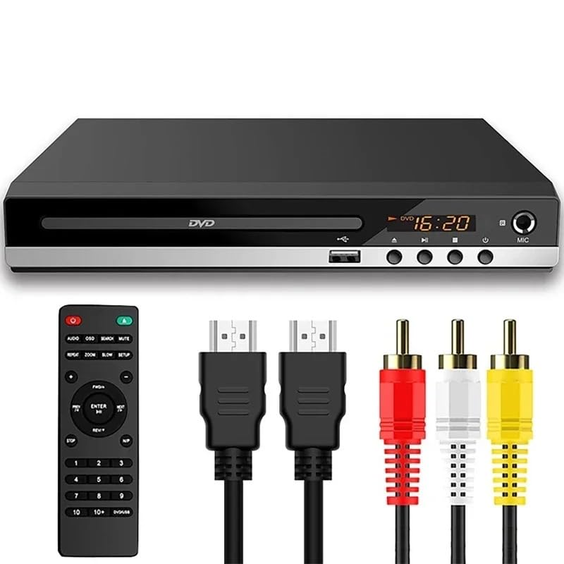 Lettore DVD Portatile, Lettore DVD Full HD Lettori CD/EVD/VCD ad alta definizione 1080P con microfono di uscita e AV