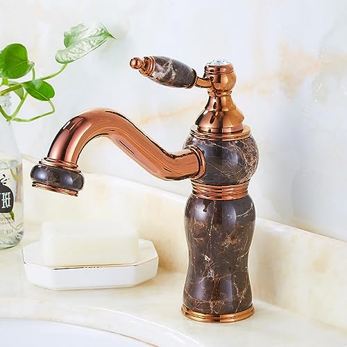Robinet lavabo antique LYGXWJFC, cuivre massif anti-fuite fiable