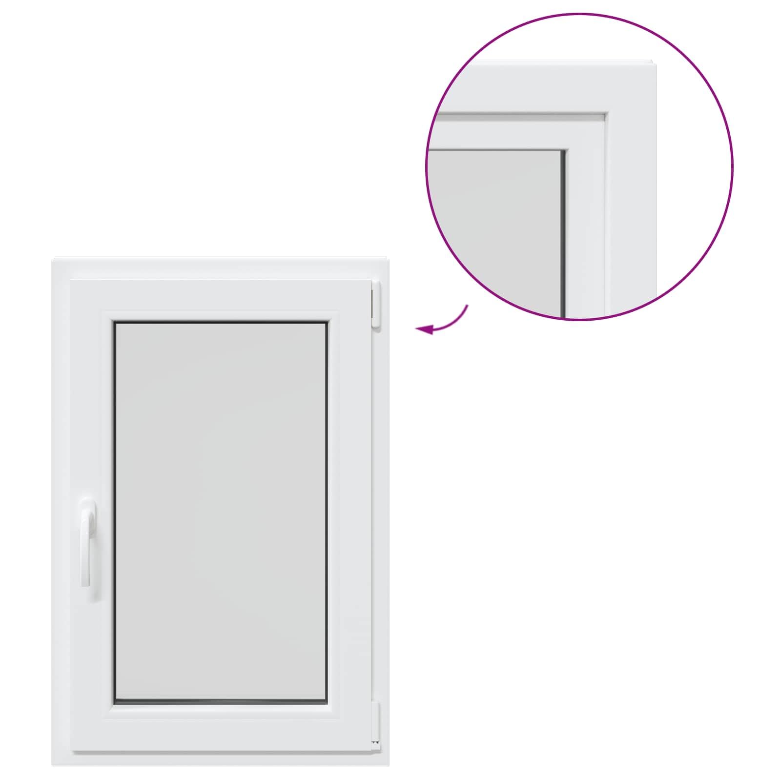 vidaXL Ventana de sótano RISOR 60 x 80 cm PVC y Vidrio Blanco, Sótano, Aislante Térmico Moderno y Duradero para Ventanas Eficientes, Accesorios de Vidrio PVC Aislantes