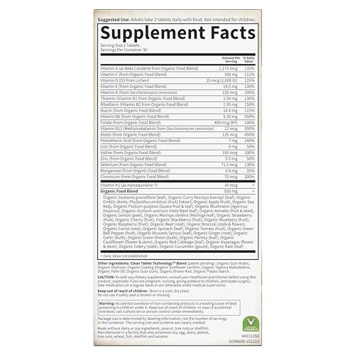Garden of Life Organics Women's Multivitamin, USDA Organic, 60 Tablets - image 8