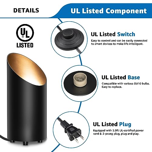Image of SUNVIE 2 Pack Up Lights Indoor Floor Can Light Uplighting Indoor Spotlight with 2700K GU10 Bulb Accent Lighting Floor Uplighting for Home Plant Picture, UL Listed 5.9 FT Plug Cord & Foot Switch