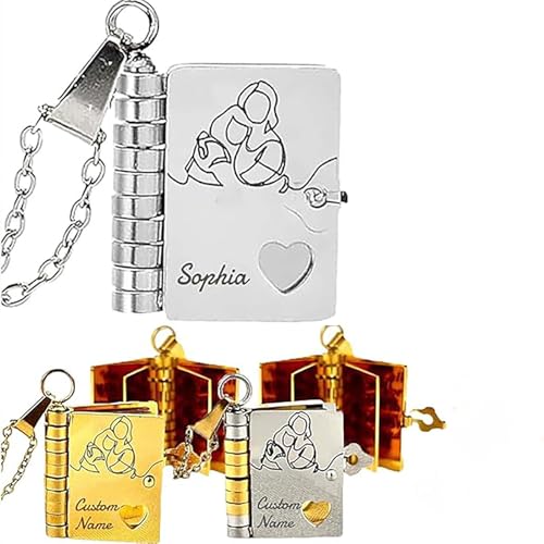 Personalized For Granddaughter Chapter Book Necklace, to My Granddaughter Book Necklace with 6 Engraved Pages, Custom Name Stainless Steel Gift from Grandma & Grandpa