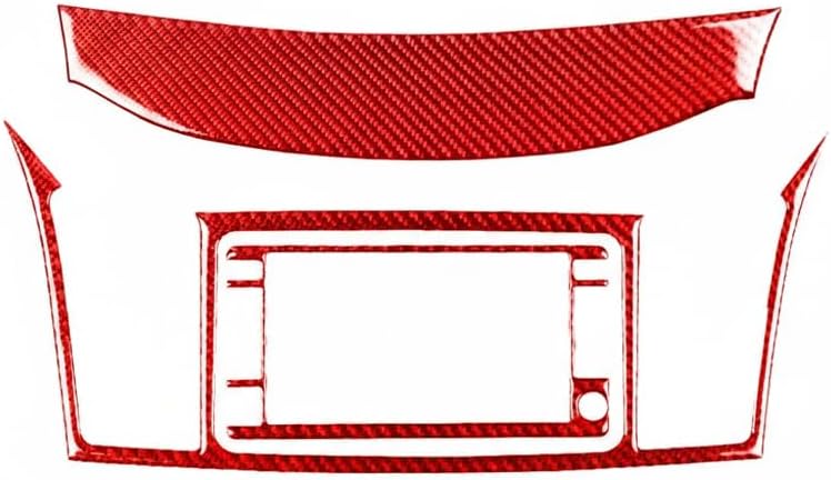 Car Interior Accessories is Decoration Cover Sticker Trim Compatible with Mitsubishi Lancer EVO 2008-2015 (Red Carbon Fiber, Navi System Set (08-15, 3pc))