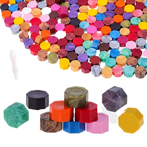 Kunya® Wax Seal Octagon Beans Stamps for Vintage Craft Envelope Documents Wedding Birthday Party Invitation Sealing Wax Ancient Sealing Wax Stamp Making - 100 Pieces, Mixed Color-image-34