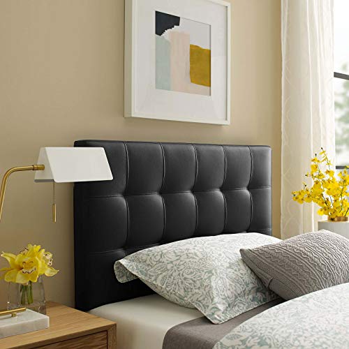 Image of Modway Lily Tufted Faux Leather Upholstered Twin Headboard in Black