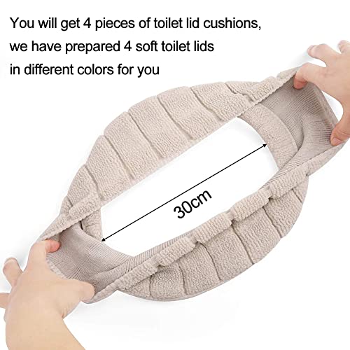 BESTZY WC- Sitzbezüge, 4 Stück WC Sitzwärmer Toilettensitzabdeckung Waschbar Tuch Toilettensitzbezug Pads, Warmes Toilettensitzkissen Toilettensitz Abdeckung – Bild 3