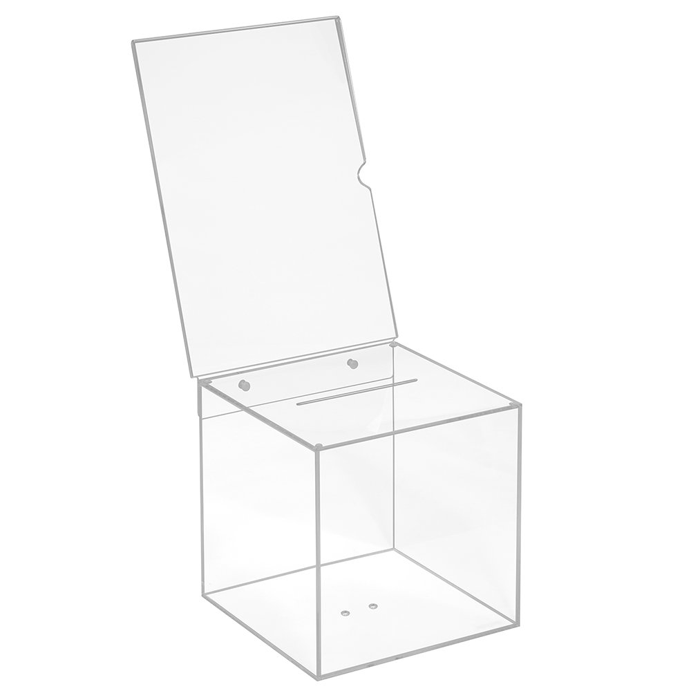 Zeigis Losbox 20cm mit Topschild DIN A4 Hoch - Acrylglas transparent | Einwurfschlitz 3x120mm/ für Gewinnspiele oder als Visitenkartenbox / glasklares Acrylgas UV-stabil