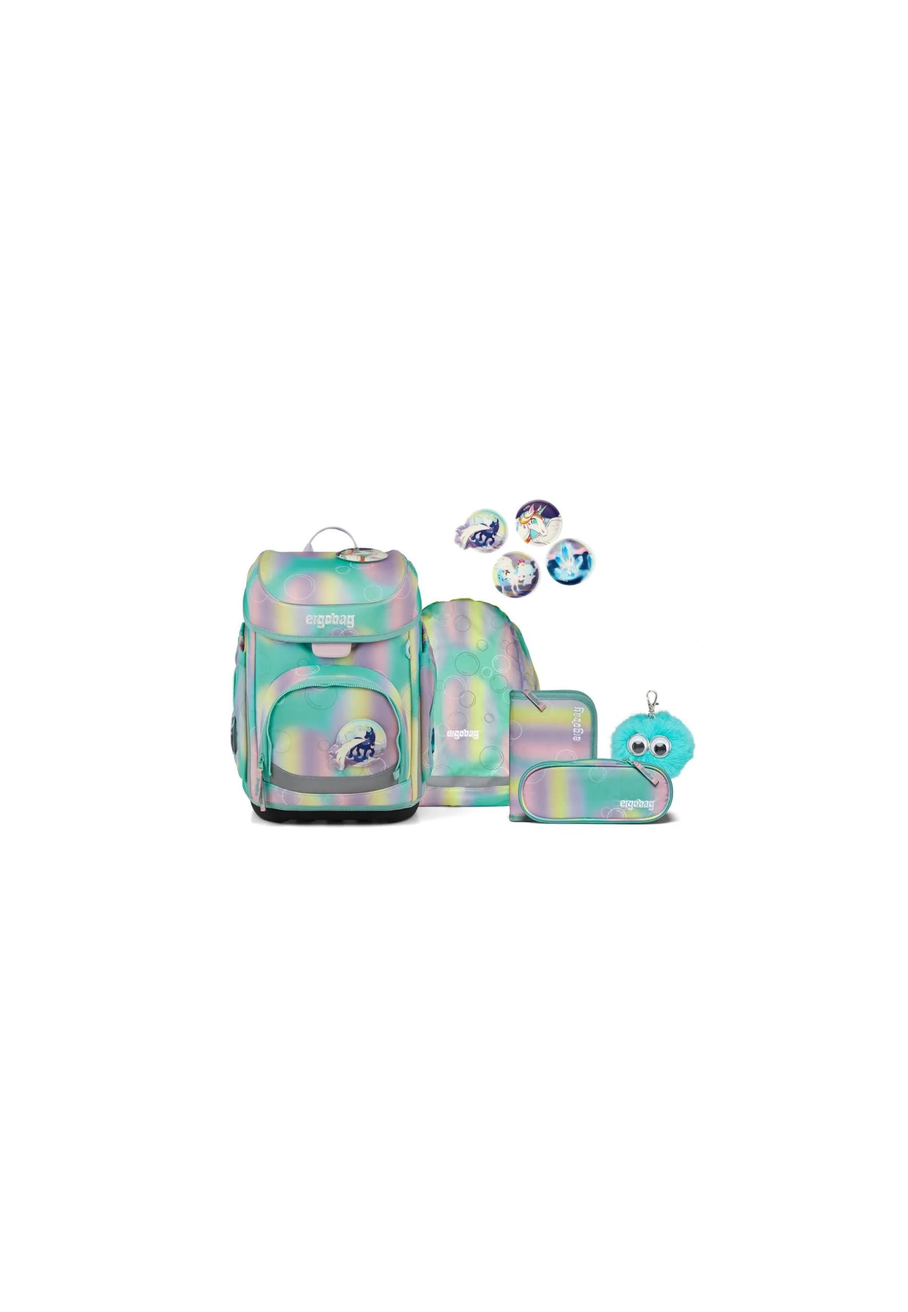 ergobag Schulranzen-Set cubo Bundle Set ZauBärwelt - Mint | Ergonomischer Schulrucksack Klassisch, 6-teilig, für die 1. Klasse Grundschule, ideal für den Schulstart