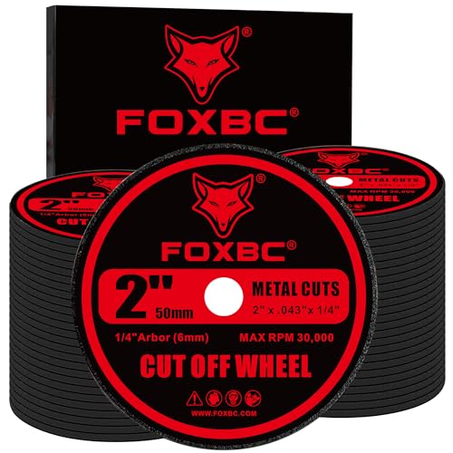 FOXBC 2 Inch Metal Cut Off Wheels for Die Grinder 2 x .04 x 1/4 Cutting for Metal Stainless Steel Plastic - 100 Pack