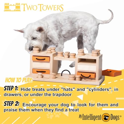 My Intelligent Dogs Interaktives Hundespielzeug Intelligenz - Intelligenzspielzeug für Hunde - Interaktives Spielzeug Hund - Denkspiele für Hunde - Two Towers