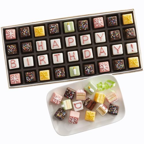 The Swiss Colony Mini Pastel Birthday Petits Fours - 36 Mini Layer Cakes Assorted in Chocolate,...