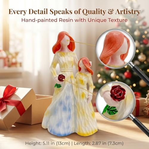 Figura decorativa abrazo madre e hija en resina miniatura 3