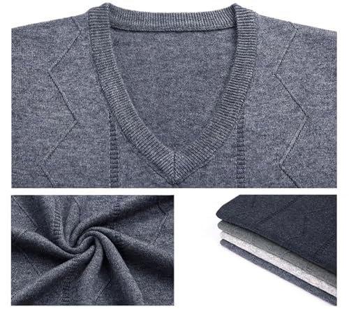 UIOKLMJH Men V-Neck Knitted Sweater Vest Solid Color Sleeveless Autumn Winter Thermal Layering Business Outfits2