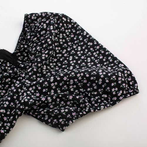Scarlet Darkness Women's Floral Corset Dress with Split 2026 Summer Spring Square Neck Midi Milkmaid Dresses Black Purple Floral L — view 4