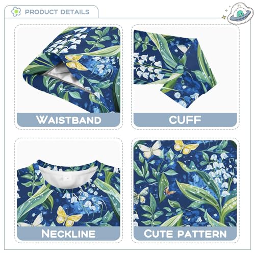JUNZAN Chic Lily Blue Kids Girls Sweatshirts Hoodies Crewneck Sweatshirts for Boys Sports 4T3