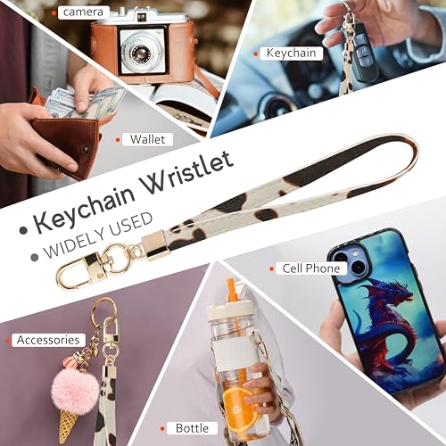 Image of KNGITRYI Small Wristlet Wallets for Women RFID Credit Card Holder Wallet Keychain Wristlet Wallet Credit Card Wallets for Women (Cow)