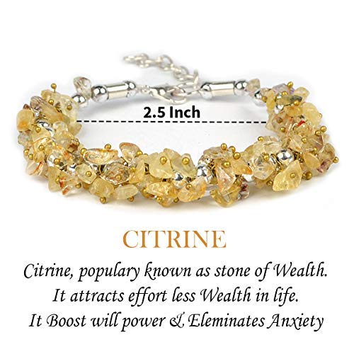 Image of Reiki Crystal Products Certified Citrine Bracelet Reiki Healing Crystal Stone Chip Bracelet, Charged By Reiki Grandmaster & Vastu Expert